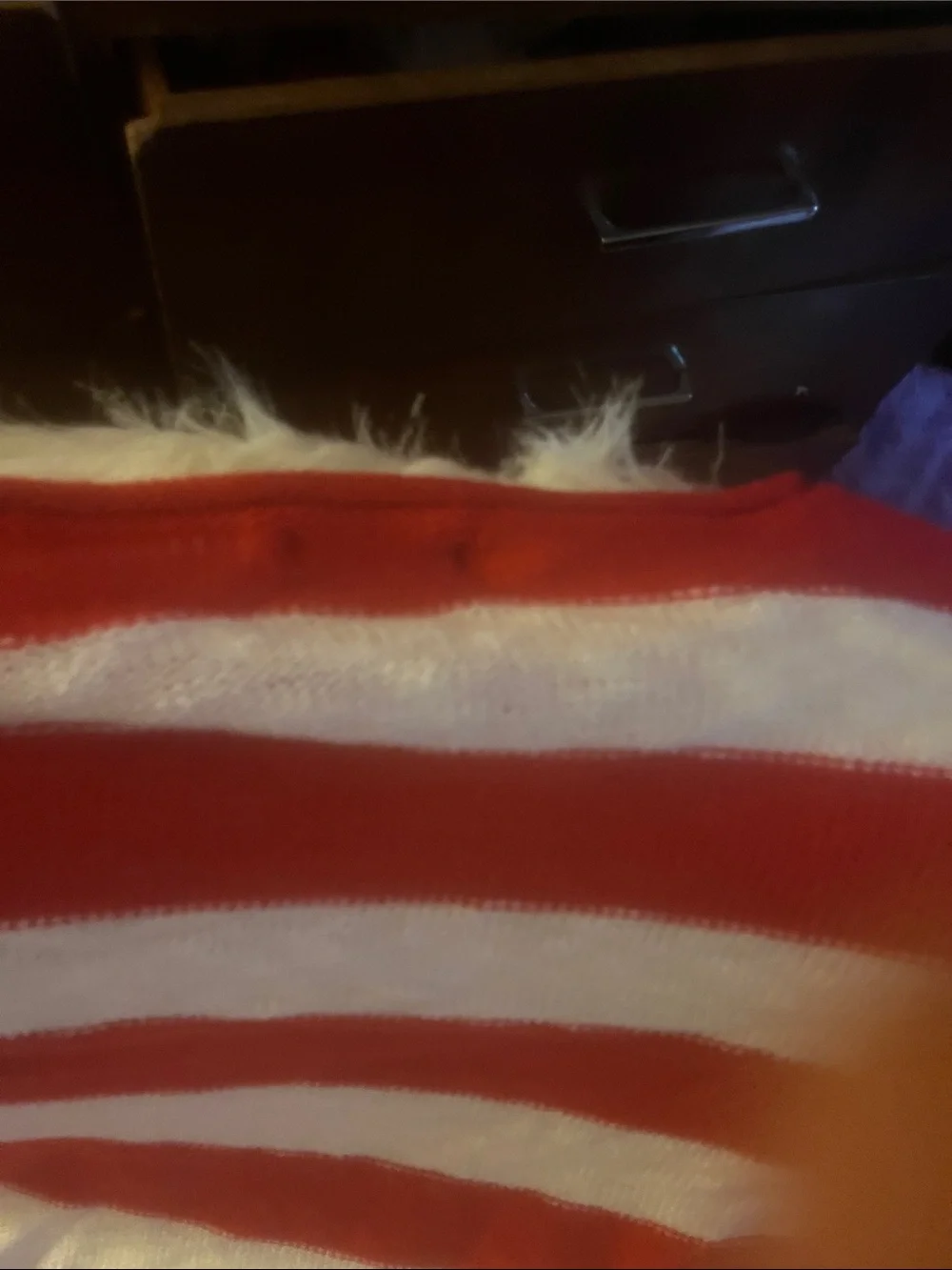 Soft Striped Red & White Star Sleeve Sweater